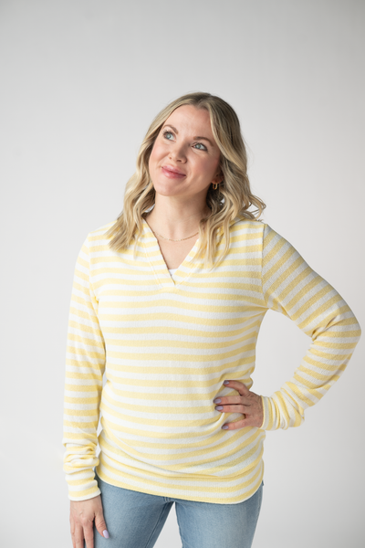 IN STOCK Amelia Striped Hoodie - Lemon