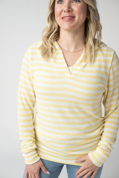 IN STOCK Amelia Striped Hoodie - Lemon