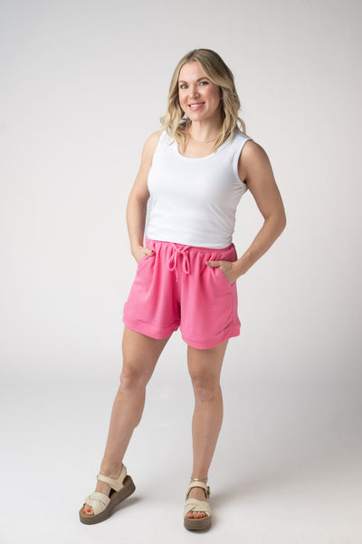 IN STOCK Weslie Waffle Shorts - Pink - Pumpkin Patch Co