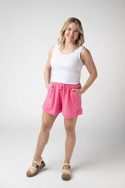 IN STOCK Weslie Waffle Shorts - Pink - Pumpkin Patch Co
