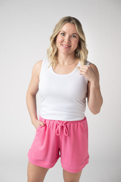 IN STOCK Weslie Waffle Shorts - Pink - Pumpkin Patch Co