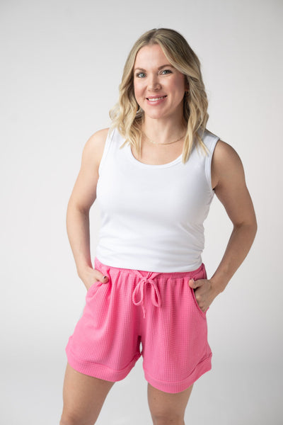 IN STOCK Weslie Waffle Shorts - Pink - Pumpkin Patch Co