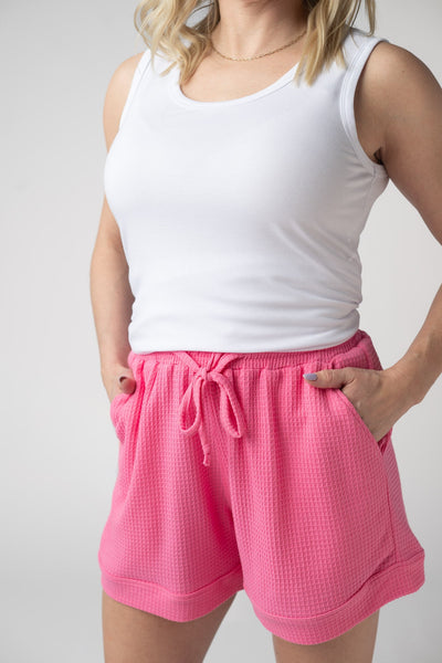 IN STOCK Weslie Waffle Shorts - Pink - Pumpkin Patch Co