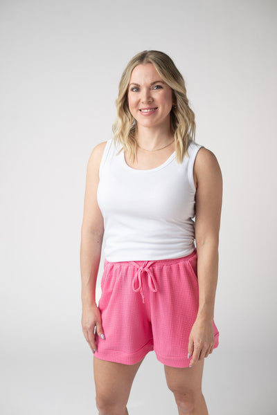 IN STOCK Weslie Waffle Shorts - Pink - Pumpkin Patch Co
