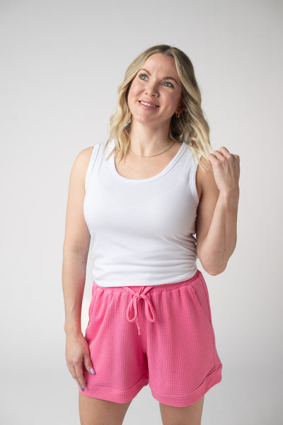 IN STOCK Weslie Waffle Shorts - Pink - Pumpkin Patch Co
