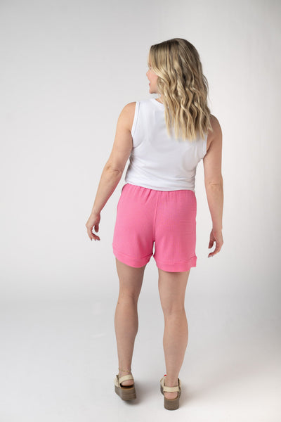 IN STOCK Weslie Waffle Shorts - Pink - Pumpkin Patch Co