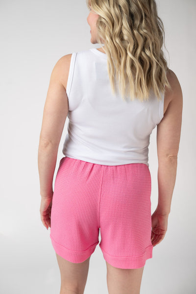 IN STOCK Weslie Waffle Shorts - Pink - Pumpkin Patch Co
