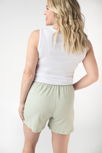 IN STOCK Candice Crinkle Shorts - Light Green - Pumpkin Patch Co
