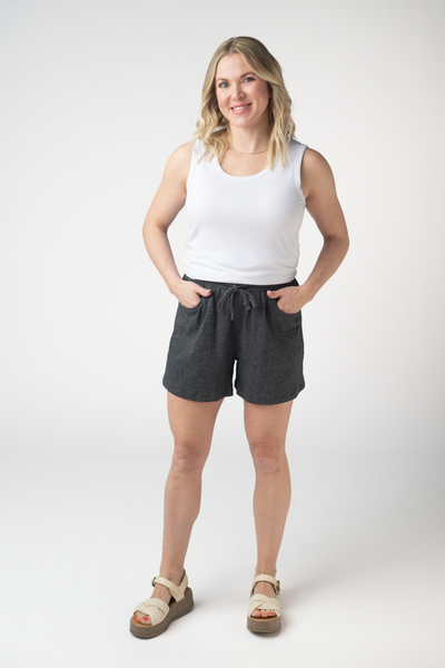 IN STOCK Candice Crinkle Shorts - Charcoal - Pumpkin Patch Co
