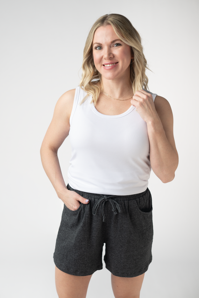 IN STOCK Candice Crinkle Shorts - Charcoal - Pumpkin Patch Co