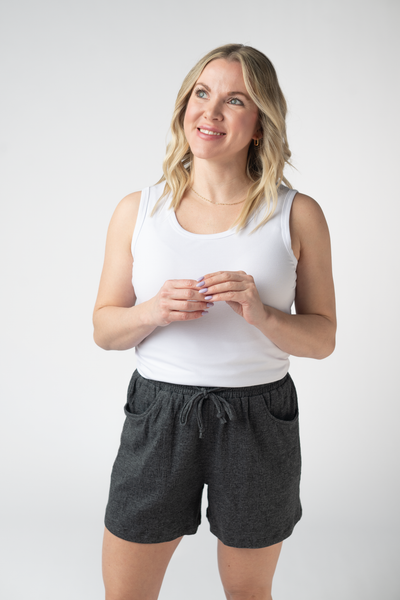 IN STOCK Candice Crinkle Shorts - Charcoal - Pumpkin Patch Co