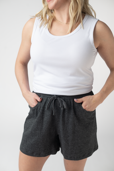 IN STOCK Candice Crinkle Shorts - Charcoal - Pumpkin Patch Co