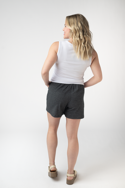 IN STOCK Candice Crinkle Shorts - Charcoal - Pumpkin Patch Co