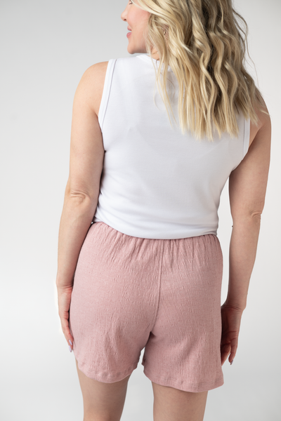 IN STOCK Candice Crinkle Shorts - Dusty Rose - Pumpkin Patch Co