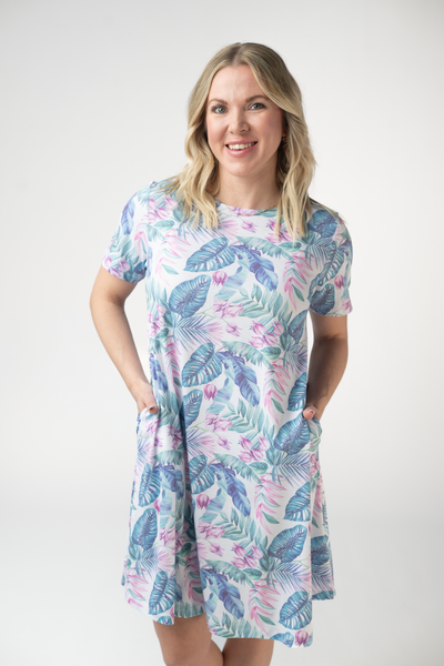 IN STOCK Alicia Dress - Tropical Leaf - Pumpkin Patch Co