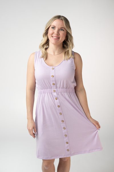 IN STOCK Beverly Button Dress - Lavender - Pumpkin Patch Co