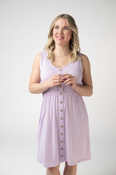 IN STOCK Beverly Button Dress - Lavender - Pumpkin Patch Co