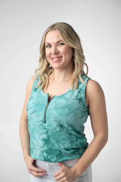 IN STOCK Mila Zipper Tank - Teal Tie Dye - Pumpkin Patch Co