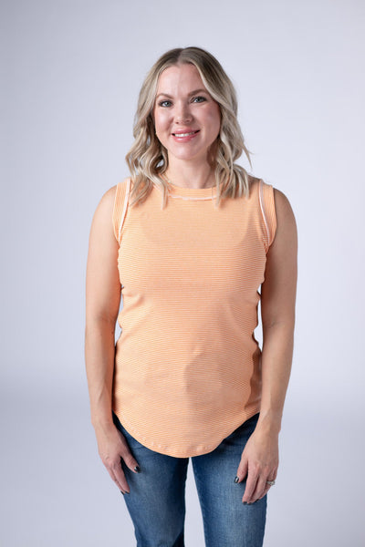 IN STOCK Morgan Micro Striped Tank - Orange