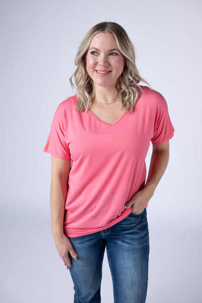 IN STOCK Chloe Cozy Tee - Sun Kissed Coral - Pumpkin Patch Co