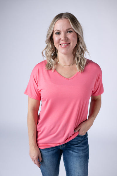 IN STOCK Chloe Cozy Tee - Sun Kissed Coral - Pumpkin Patch Co