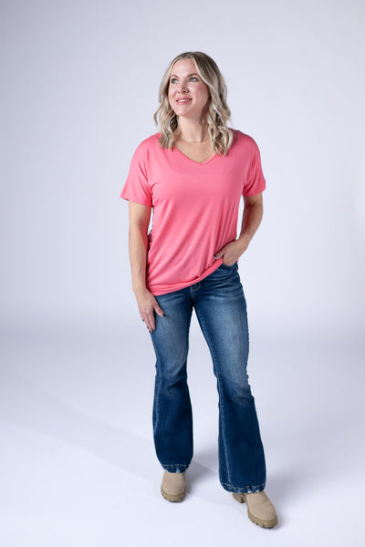 IN STOCK Chloe Cozy Tee - Sun Kissed Coral - Pumpkin Patch Co