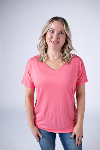 IN STOCK Chloe Cozy Tee - Sun Kissed Coral - Pumpkin Patch Co