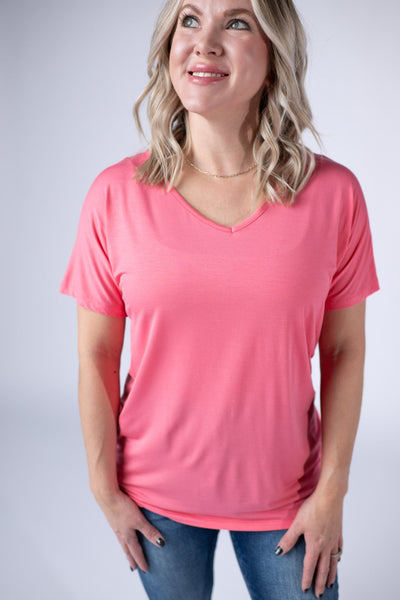 IN STOCK Chloe Cozy Tee - Sun Kissed Coral - Pumpkin Patch Co