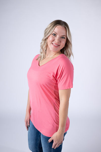 IN STOCK Chloe Cozy Tee - Sun Kissed Coral - Pumpkin Patch Co