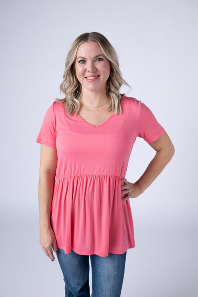 IN STOCK Sarah Ruffle Short Sleeve - Sun Kissed Coral - Pumpkin Patch Co