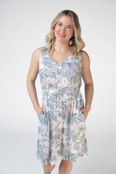 IN STOCK Beverly Button Dress - Pineapple Leaf - Pumpkin Patch Co