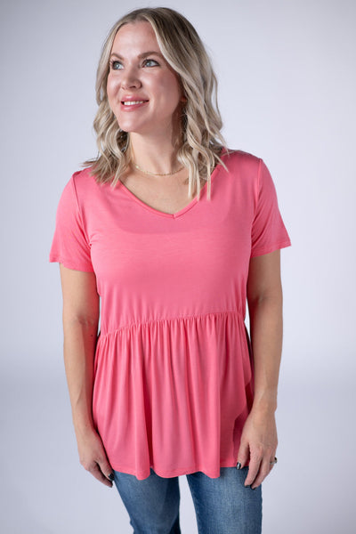 IN STOCK Sarah Ruffle Short Sleeve - Sun Kissed Coral - Pumpkin Patch Co