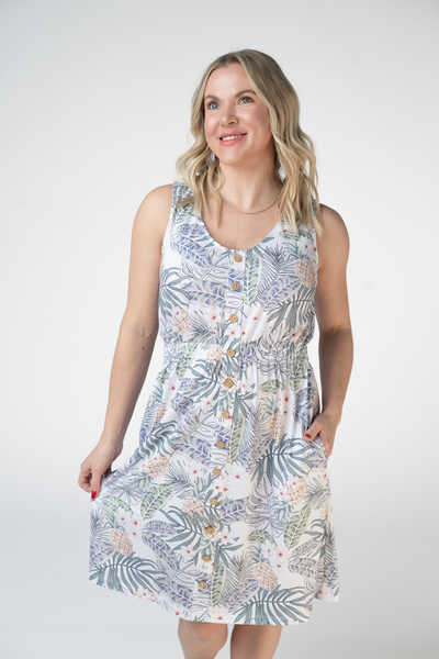 IN STOCK Beverly Button Dress - Pineapple Leaf - Pumpkin Patch Co