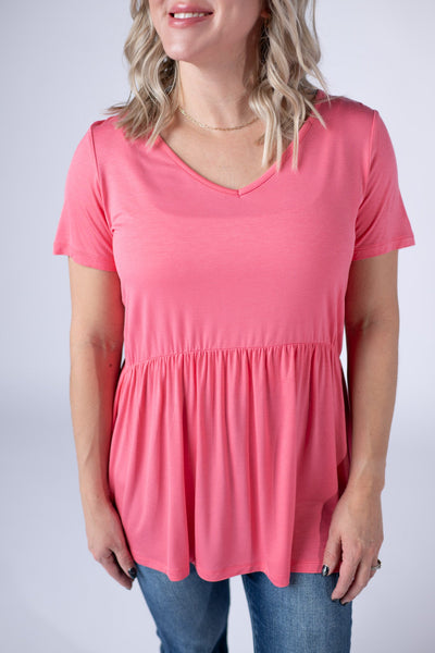 IN STOCK Sarah Ruffle Short Sleeve - Sun Kissed Coral - Pumpkin Patch Co
