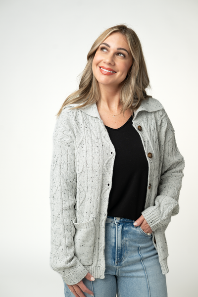 IN STOCK Confetti Dot Cable Cardigan Jacket - Grey