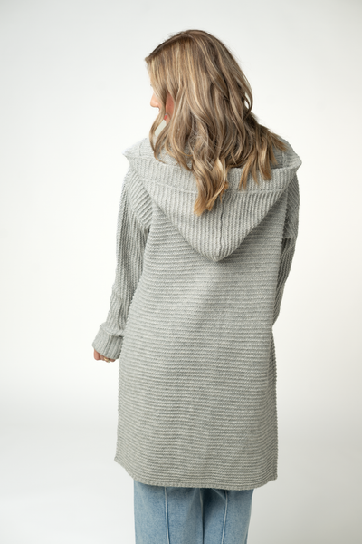 IN STOCK Lillian Long Hooded Cardigan - Grey