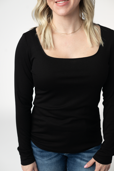 IN STOCK Alyssa Long Sleeve Top - Black