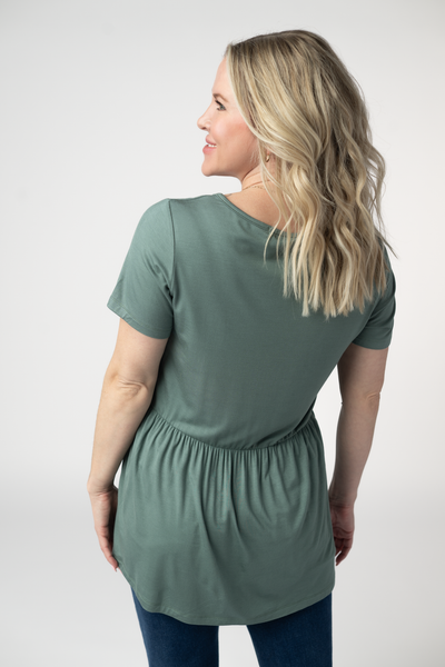 IN STOCK Sarah Ruffle Short Sleeve - Dusty Jade - Pumpkin Patch Co