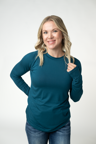 IN STOCK Blair Long Sleeve Top - Teal - Pumpkin Patch Co