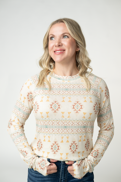IN STOCK Blair Long Sleeve Top - Desert Geometric