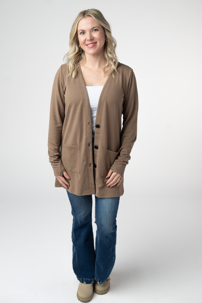 IN STOCK Cori Cardigan - Mocha - Pumpkin Patch Co
