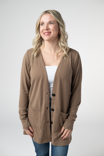 IN STOCK Cori Cardigan - Mocha - Pumpkin Patch Co