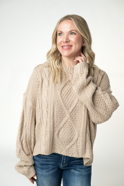 IN STOCK Cable Knit Sweater - Latte