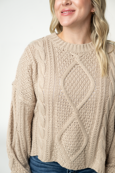 IN STOCK Cable Knit Sweater - Latte