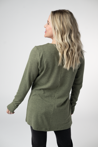 IN STOCK Cori Cardigan - Heathered Olive - Pumpkin Patch Co