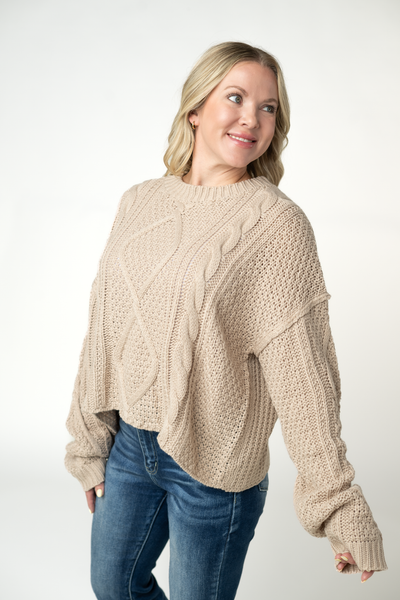 IN STOCK Cable Knit Sweater - Latte