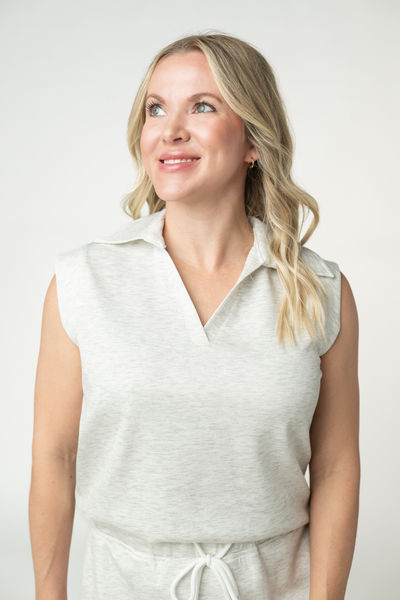 IN STOCK Luxe Collar Tank/Skort Set - Heathered Neutral - Pumpkin Patch Co