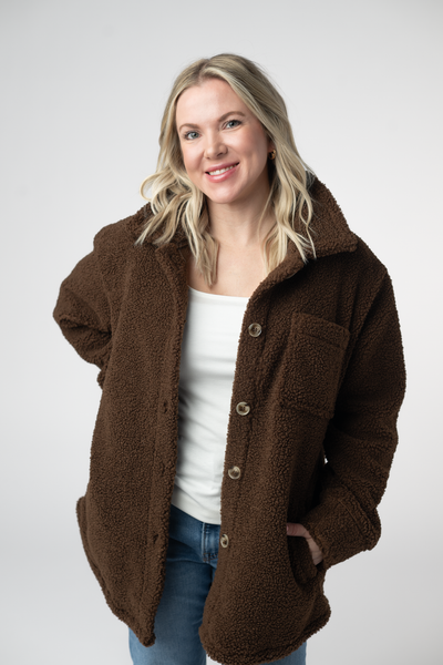 IN STOCK Teddy Oversized Shacket - Brown