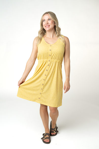 IN STOCK Beverly Button Dress - Yellow - Pumpkin Patch Co