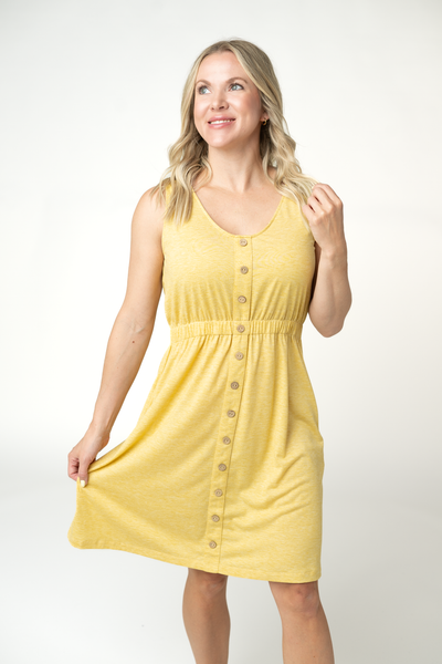 IN STOCK Beverly Button Dress - Yellow - Pumpkin Patch Co